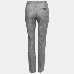 Pre Owned Alexander McQueen Black Checked Wool Straight Leg Trousers S