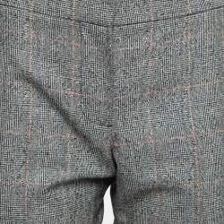 Pre Owned Alexander McQueen Black Checked Wool Straight Leg Trousers S