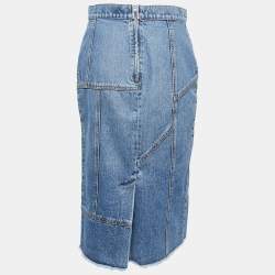 Pre Owned Alexander McQueen Blue Denim Pencil Skirt M