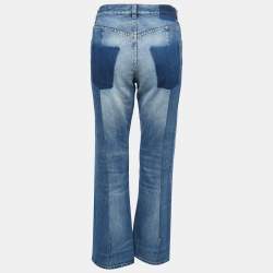 Pre Owned Alexander McQueen Blue Denim Ripped Straight Leg Jeans M Waist 32"
