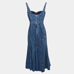 Pre Owned Alexander McQueen Blue Denim Sleeveless Midi Dress S