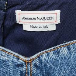 Pre Owned Alexander McQueen Blue Denim Sleeveless Midi Dress S