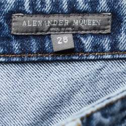 Pre Owned Alexander McQueen Blue Denim Stripe Detail Jeans M Waist 32"