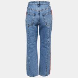 Pre Owned Alexander McQueen Blue Denim Stripe Detail Jeans M Waist 32"