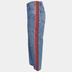 Pre Owned Alexander McQueen Blue Denim Stripe Detail Jeans M Waist 32"