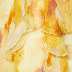 Pre Owned Alexander McQueen Yellow Printed Silk Chiffon Ruffled Maxi Dress M