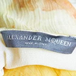 Pre Owned Alexander McQueen Yellow Printed Silk Chiffon Ruffled Maxi Dress M