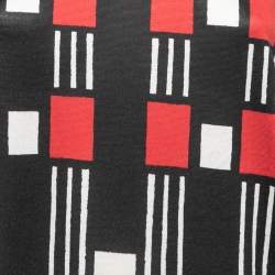 Pre Owned Alexander McQueen Black Printed Silk Knit Sleeveless Midi Dress S