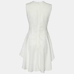 Alexander McQueen White Crepe Sleeveless Asymmetric Peplum Top M