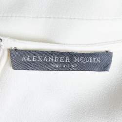 Alexander McQueen White Crepe Sleeveless Asymmetric Peplum Top M
