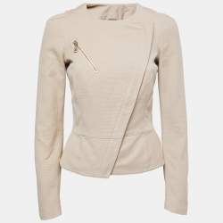 Alexander McQueen Beige Cotton Diagonal Zipper Jacket S