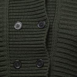 Alexander McQueen Dark Green Wool Cable Knit Shawl Neck Button Front Sweater M