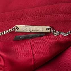 Pre Owned Alexander McQueen Burgundy Wool Blend Asymmetrical Blazer M