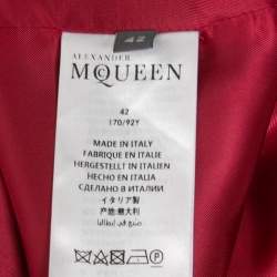 Pre Owned Alexander McQueen Burgundy Wool Blend Asymmetrical Blazer M
