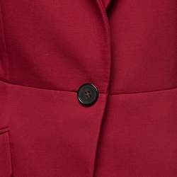 Pre Owned Alexander McQueen Burgundy Wool Blend Asymmetrical Blazer M