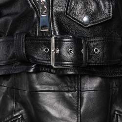 مملوكة مسبقًا Alexander McQueen Black Leather Biker Overlay Jacket M