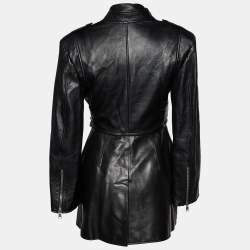 مملوكة مسبقًا Alexander McQueen Black Leather Biker Overlay Jacket M