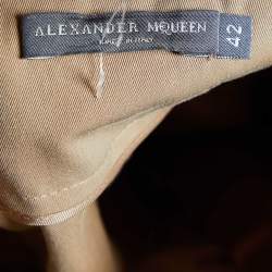 Pre Owned Alexander McQueen Beige Cotton Paper Bag Waist Tie Detail Culottes M