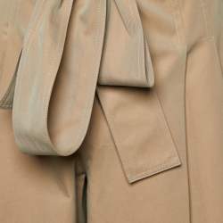 Pre Owned Alexander McQueen Beige Cotton Paper Bag Waist Tie Detail Culottes M