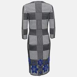 Pre Owned Alexander McQueen Black/White Patterned Stretch Knit Midi Dress M