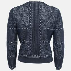 Alexander McQueen Navy Blue Patterned Knit Button Front Sweater L