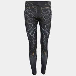 Alexander McQueen Black Zipper Print Jersey Leggings M