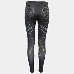Alexander McQueen Black Zipper Print Jersey Leggings M