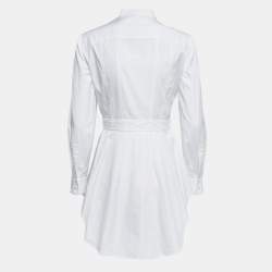 Alexander McQueen White Cotton Asymmetric Peplum Hem Detailed Shirt Tunic M