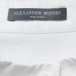 Alexander McQueen White Cotton Asymmetric Peplum Hem Detailed Shirt Tunic M
