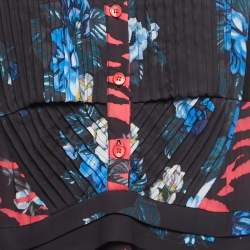 Pre Owned Alexander McQueen Multicolor Crepe Lace Trimmed Sleeveless Flared Short Dress M