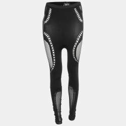 Pre Owned Alexander McQueen Black Mesh Knit Leggings M