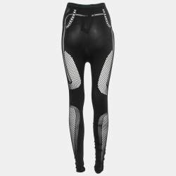 Pre Owned Alexander McQueen Black Mesh Knit Leggings M