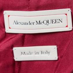 Pre Owned Alexander McQueen Magenta Pink Leather Midi Skirt M