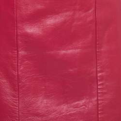 Pre Owned Alexander McQueen Magenta Pink Leather Midi Skirt M