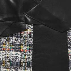 Pre Owned Alexander McQueen Multicolor Tweed Leather Trimmed Bow Detail Knee Length Skirt M