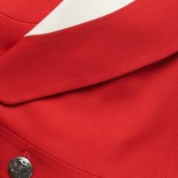 Alexander McQueen Red/Cream Crepe Asymmetrical Jacket S