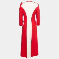 Alexander McQueen Red/Cream Crepe Asymmetrical Jacket S