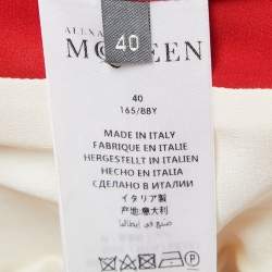 Alexander McQueen Red/Cream Crepe Asymmetrical Jacket S
