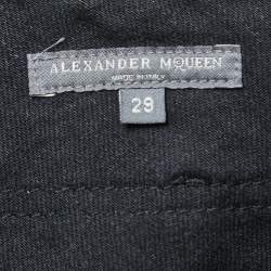 Pre Owned Alexander McQueen Black Denim Zip Detail Jeans M Waist 30" 