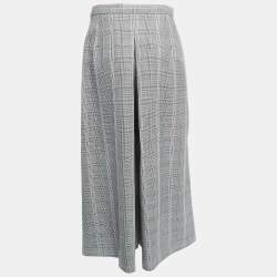 Alexander McQueen Black/White Checked Wool Midi Pant Skirt M