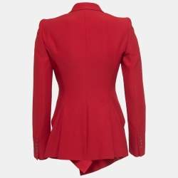 Alexander McQueen Red Crepe Asymmetrical Blazer S