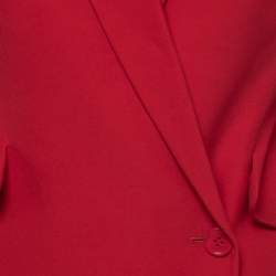Alexander McQueen Red Crepe Asymmetrical Blazer S