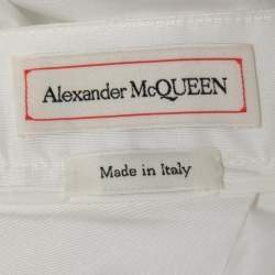 Pre Owned Alexander McQueen White Taffeta Flared Midi Skirt M
