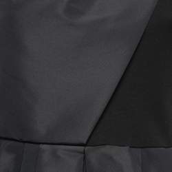 Pre Owned Alexander McQueen Black Cotton & Taffeta Asymmetrical Peplum Top M