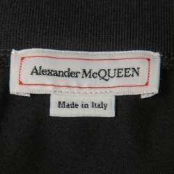 Pre Owned Alexander McQueen Black Cotton & Taffeta Asymmetrical Peplum Top M