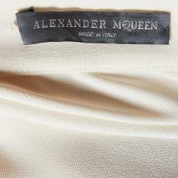 Pre Owned Alexander McQueen Cream Silk Ruffle Sleeve Shirt L