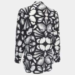 Alexander McQueen Black Sea Shell Print Silk Button Front Blouse S