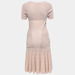 Pre Owned Alexander McQueen Pink Striped Lurex Knit Mini Dress S
