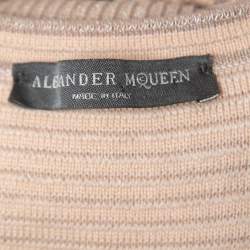 Pre Owned Alexander McQueen Pink Striped Lurex Knit Mini Dress S