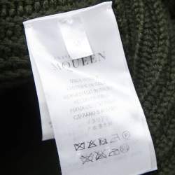 Pre Owned Alexander McQueen Dark Green Wool Cable Knit Peplum Sweater M